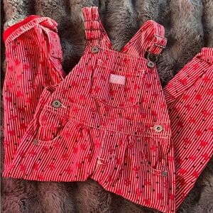 OshKosh B'gosh Red Striped Kids Overalls